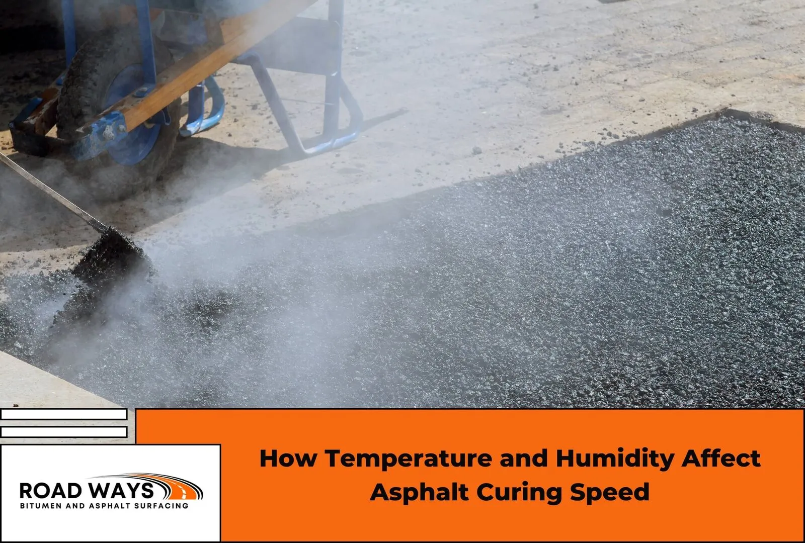 Fresh asphalt curing on a paving project in warm conditions
